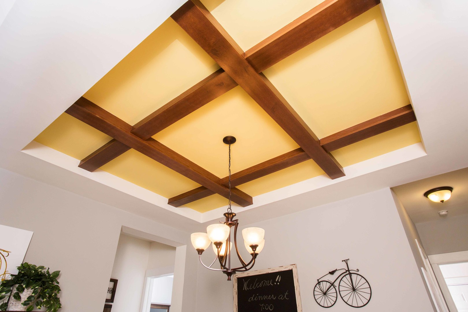 11106 3d   Dining Room Tray Ceiling With Cross Beams Smaller 